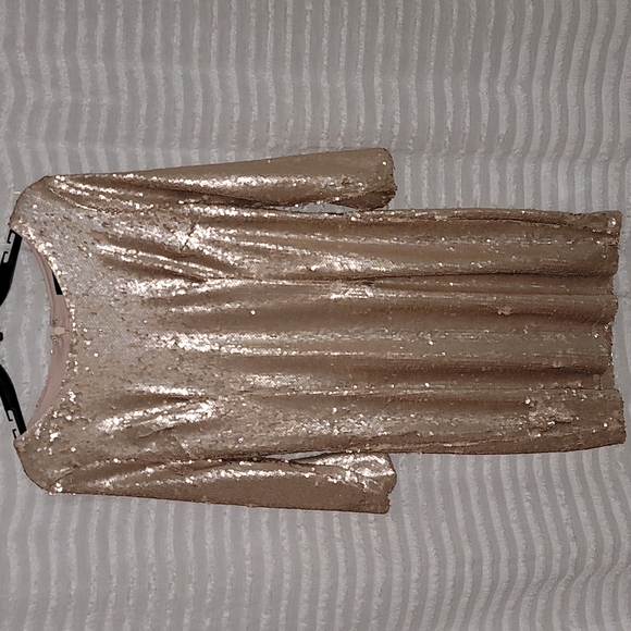 Lulus Dresses & Skirts - Rose Gold Sequin 3/4 Sleeve Dress